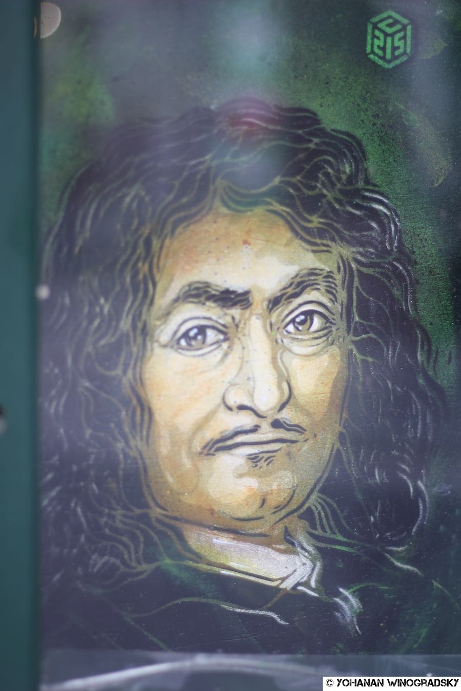 Portrait de René Descartes par c215, série "illustres, c215 autour du panthéon"